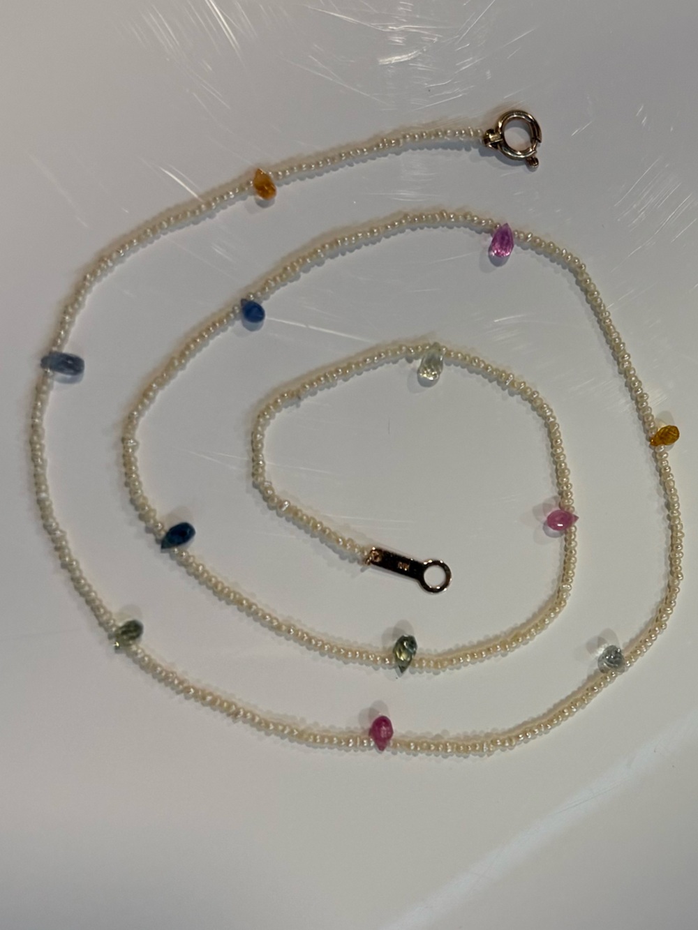 RARE Catbird Confetti Pearl & Sapphire Necklace - Picture 13 of 14
